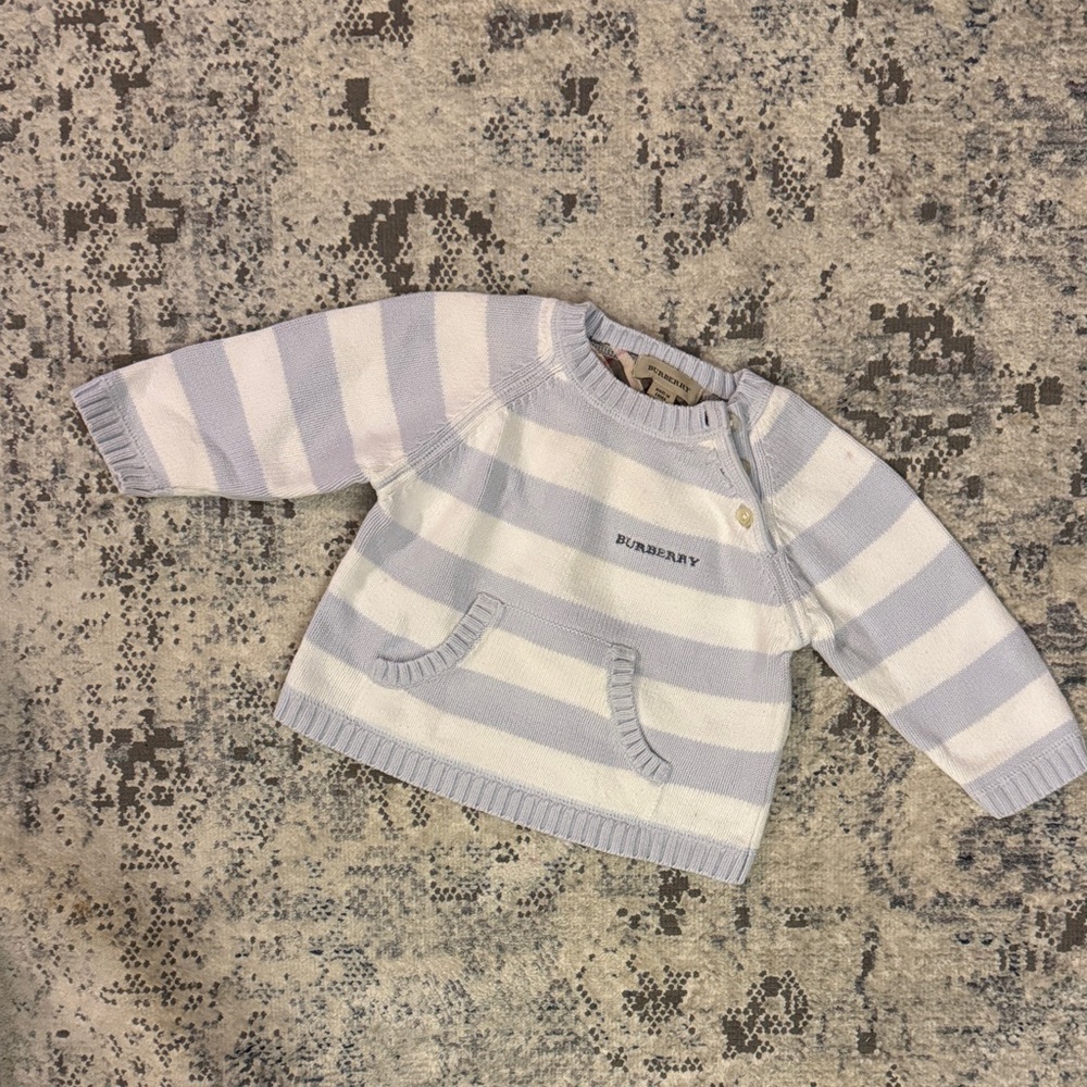 Burberry Light Blue and White Baby Sweater 12m